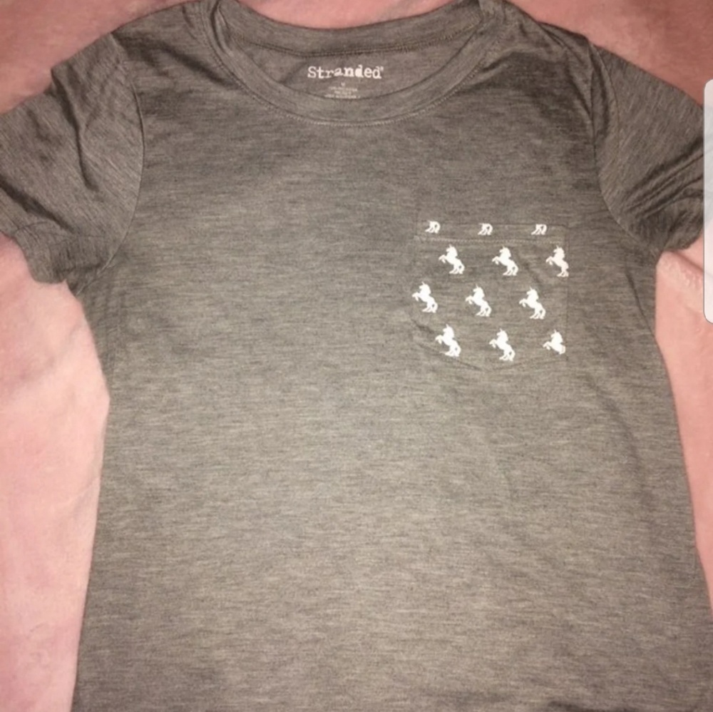 Grey Unicorn Tshirt Pocket
